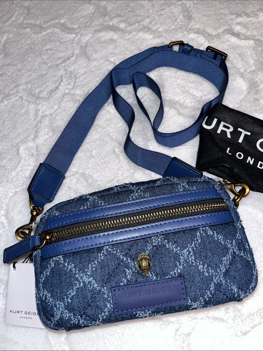 Kurt Geiger NWT! XS Quilted Denim Crossbody Bag
